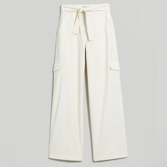 Madewell Pants - Madewell Griff Superwide-Leg Cargo Pants High Rise Belted Vintage Canvas Cream